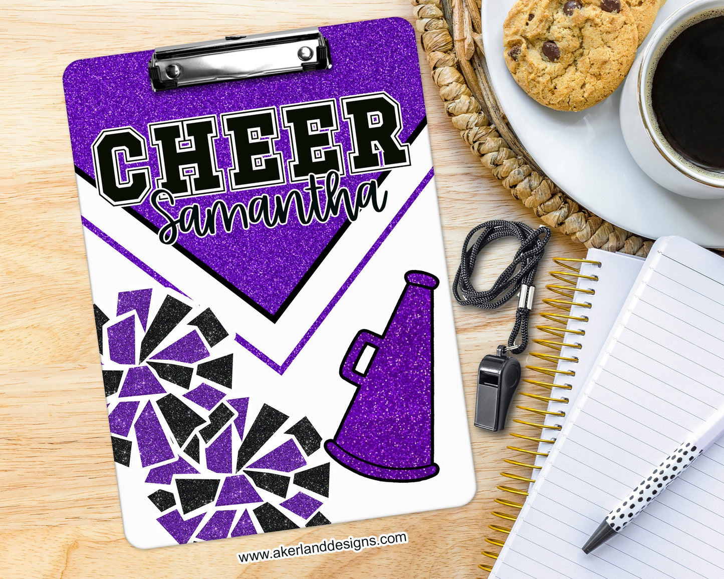 Purple Cheer Clipboard with Personalization Front and Back - Gift for Coach - Cheerleader - Double Sided