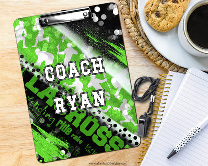 Green Lacrosse Clipboard with Personalization Front and Back / Great Gift for Coach - Double Sided