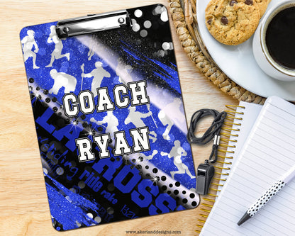 Blue Lacrosse Clipboard with Personalization Front and Back / Great Gift for Coach - Double Sided