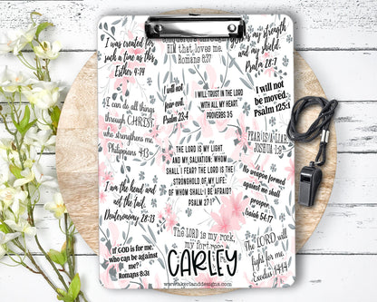 Bible Scripture Affirmations Clipboard with Personalization/ Design on Front and Back - Double Sided