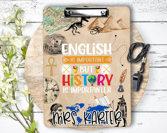 History Teacher Clipboard with Personalization Front and Back -Gift for History Teachers - Teacher Appreciation - Double Sided