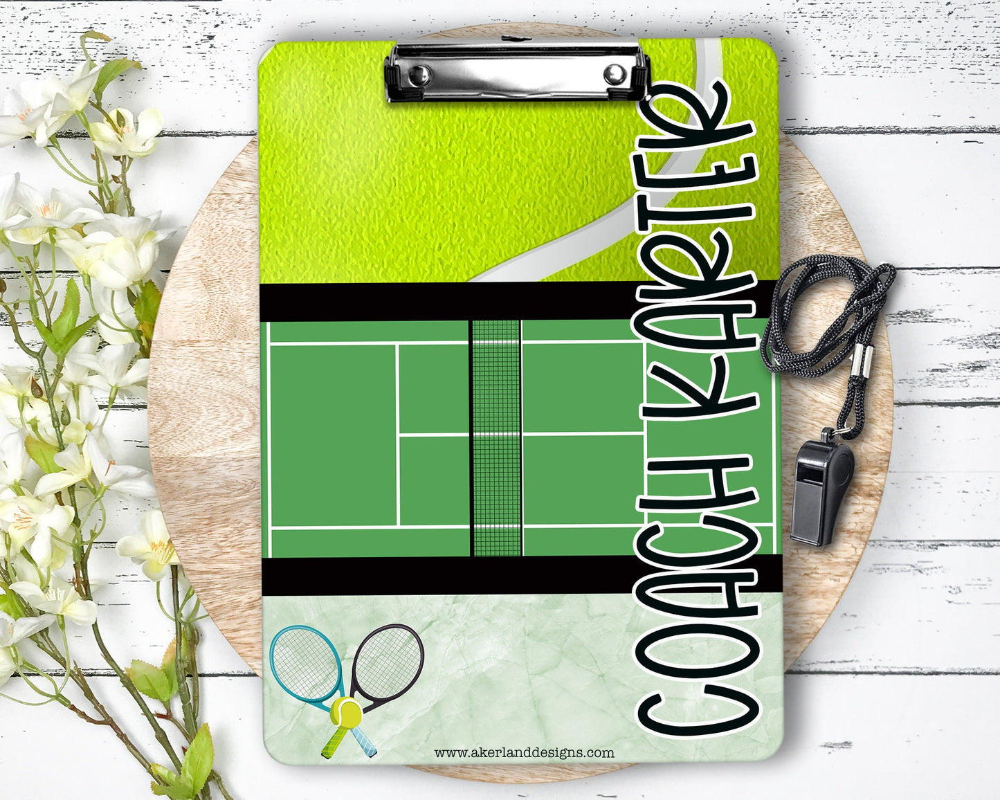 Tennis Coach Clipboard with Personalization Front and Back - Gift for Tennis Coach - Double Sided