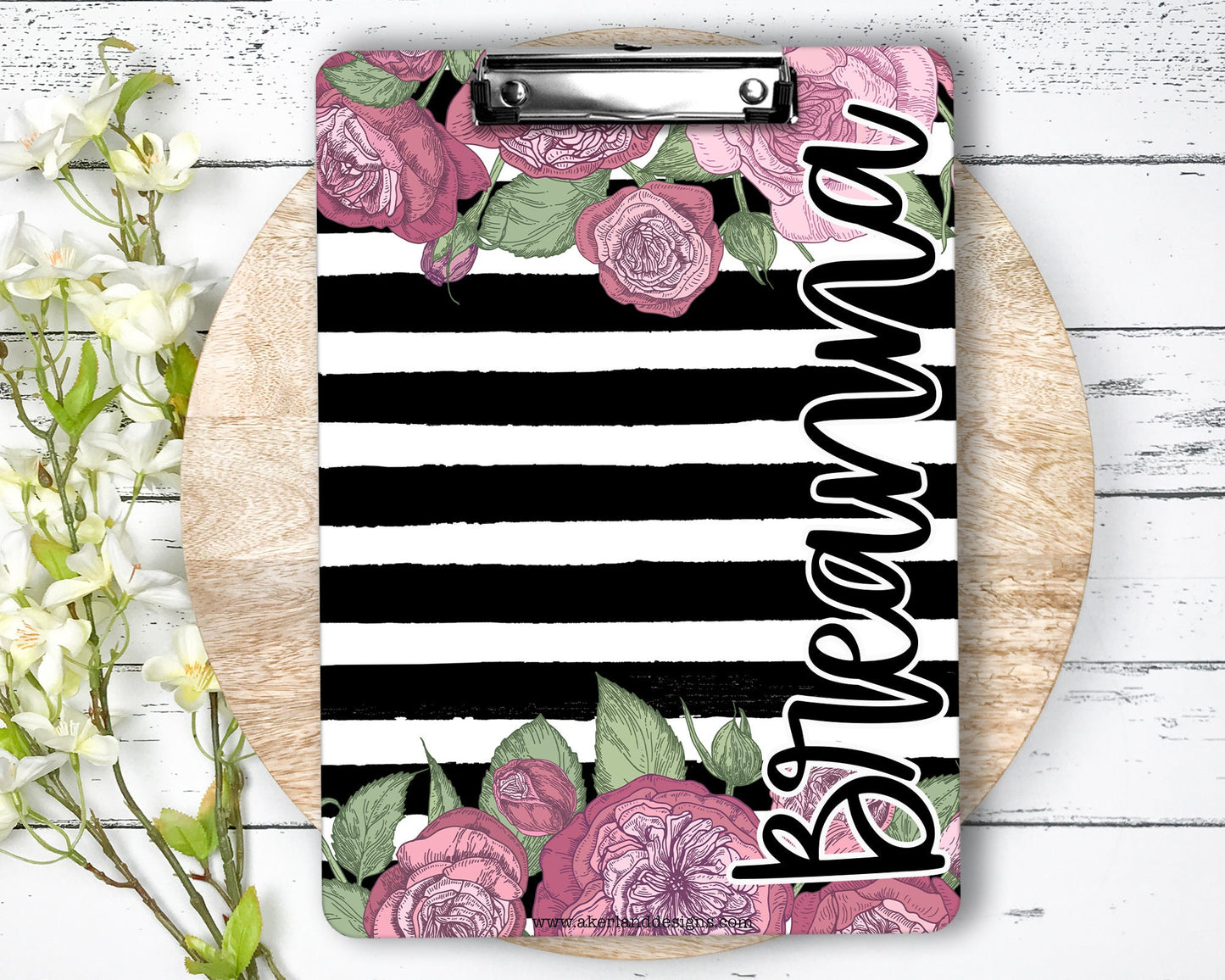 Flower Clipboard with Personalization Front and Back - Double Sided