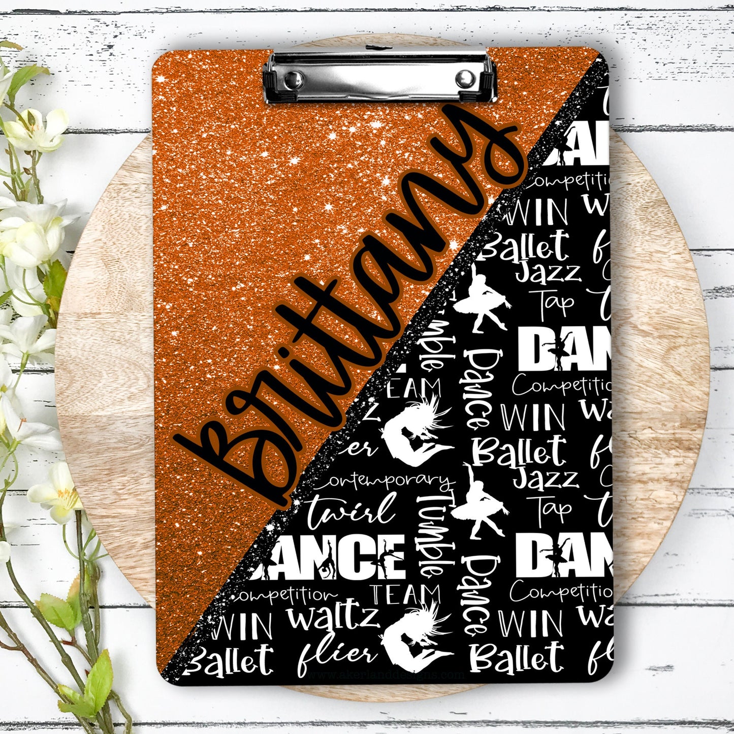 Orange Dance Clipboard with Personalization Front and Back - Gift for Dance Teacher - Double Sided