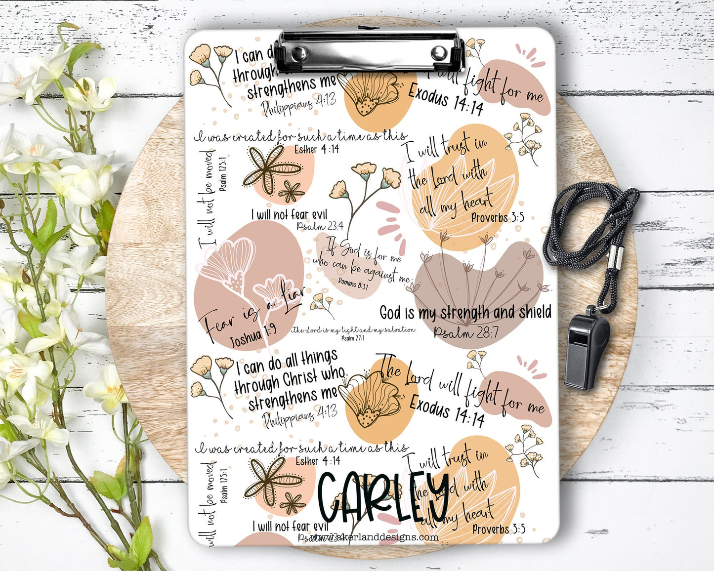 Bible Verse Affirmations Clipboard with Personalization/ Design on Front and Back - Double Sided