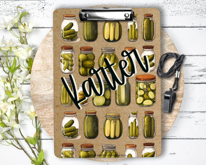 Pickle Jar Clipboard with Personalization Front and Back - Pickle Appreciation - Double Sided