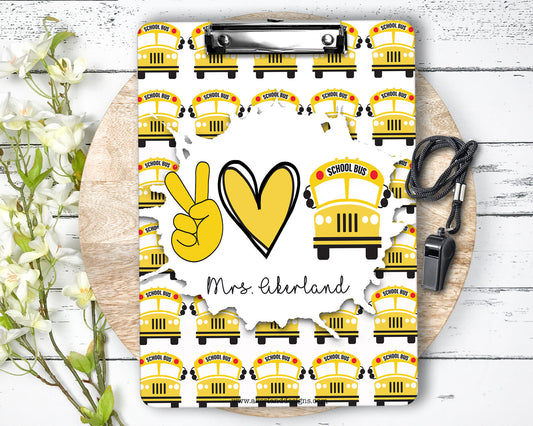 School Bus Driver Clipboard with Personalization Front and Back | Gift for Bus Drivers - Double Sided