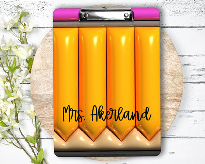 Puff Pencil Teacher Clipboard with Personalization - Double Sided