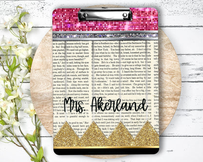 Teacher Book Pencil Clipboard - Teacher Clipboard - Personalized with a name - Double Sided Boards