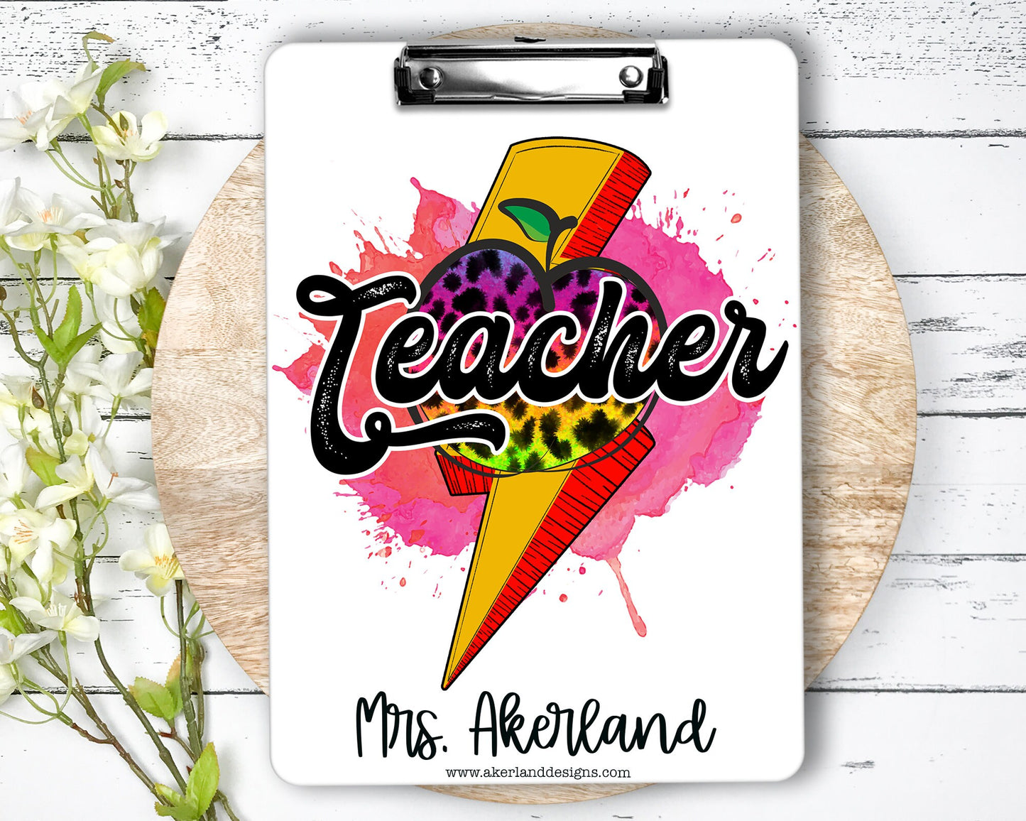 Lightning Bolt Teacher Clipboard with Personalization Front and Back - Great Gift for Teachers - Teacher Appreciation Gift - Double Sided