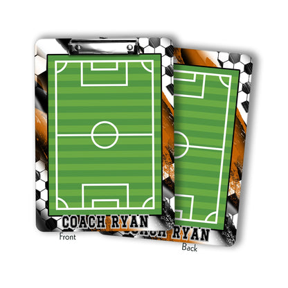 Orange Soccer Coach Clipboard with Personalization Front and Back - Gift for Soccer Coach - Dry Erase Surface - Double Sided