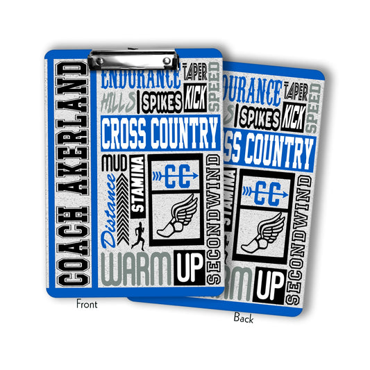 Cross Country Clipboard with Personalization on Front and Back - Gift for Coach - Color Options available