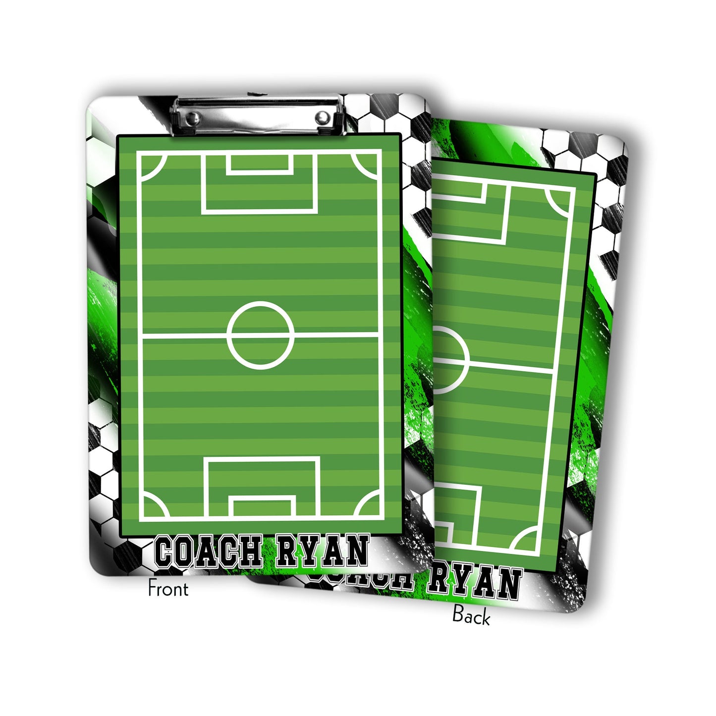 Green Soccer Clipboard - Gift for Soccer Coach - Dry Erase Surface - Double Sided