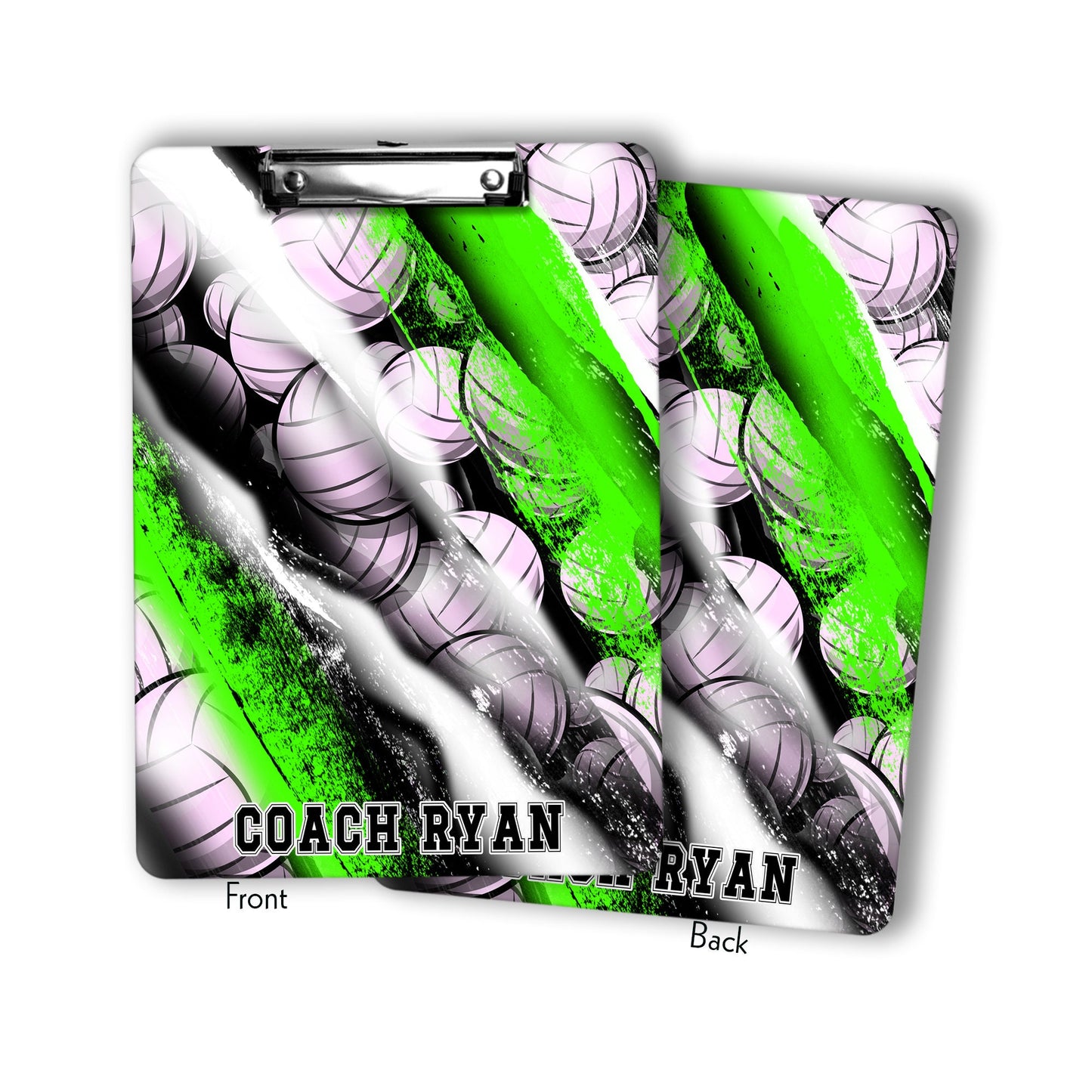 Green Volleyball Coach Clipboard with Personalization Front and Back  Gift for Coach - Double Sided