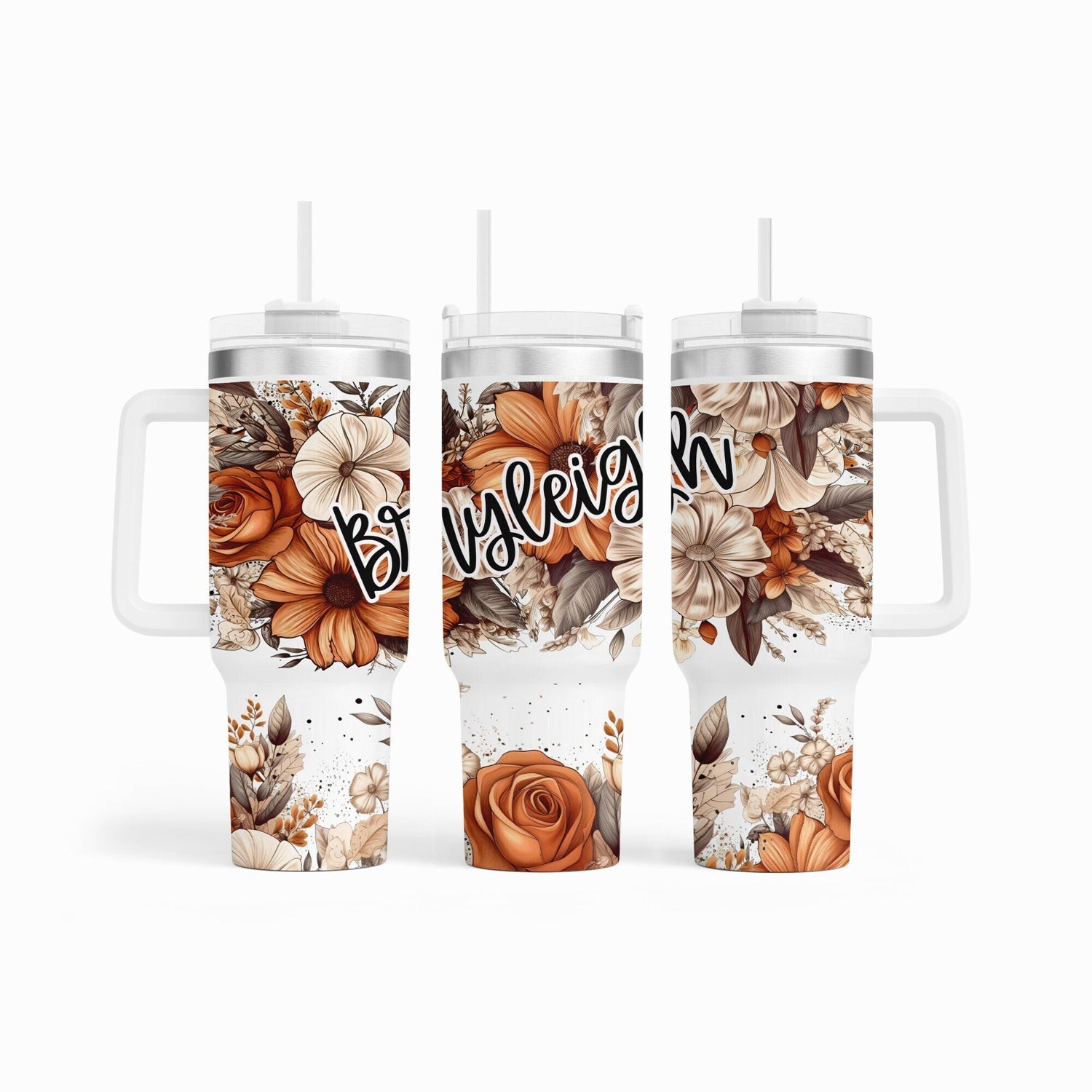 Fall Flowers 40 oz Tumbler with Handle - Floral - Mother's Day Gift - Teacher Appreciation Gift - Large Capacity Tumbler - 40oz Dupe