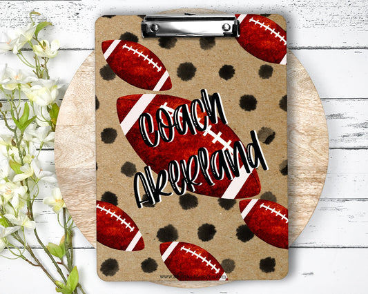 Classic Football Clipboard with Personalization Front and Back / Great Gift for Coach - Double Sided