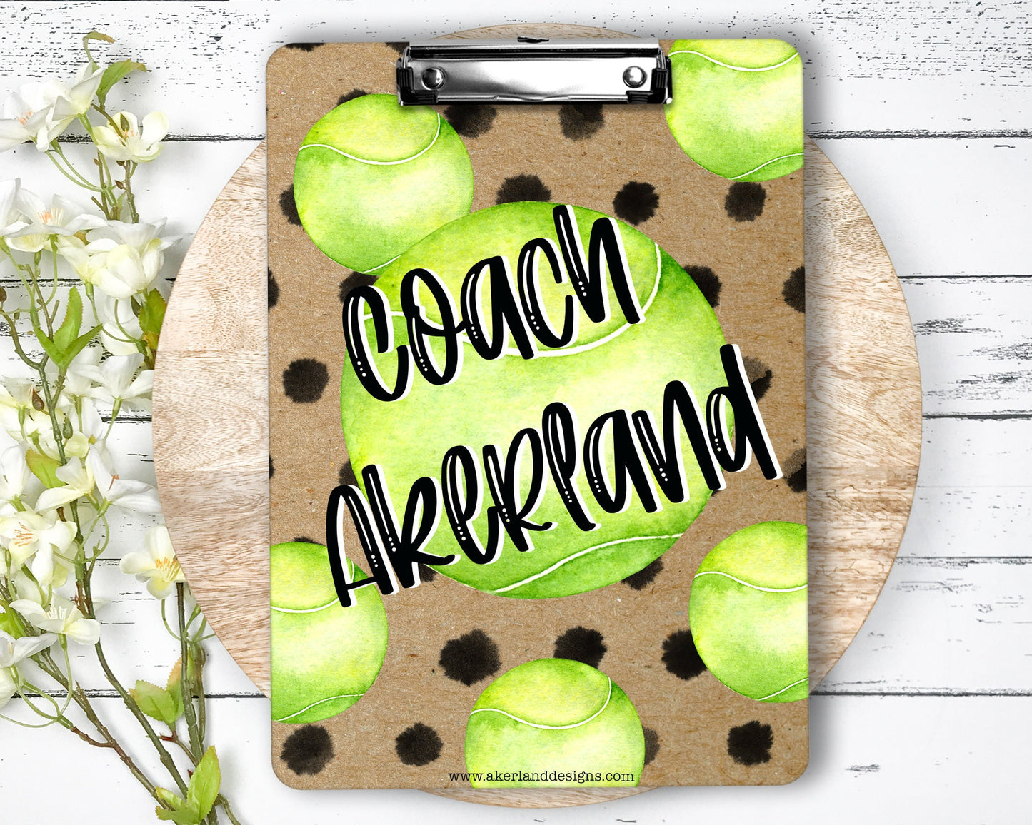 Tennis Clipboard with Personalization Front and Back - Gift for Tennis Coach - Double Sided