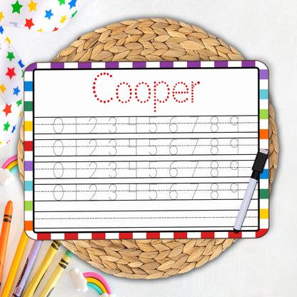 Personalized Reusable Name Practice Trace Board | Dry Erase Board with Black Dry Erase Pen Included | Homeschool Tools | Alphabet Practice