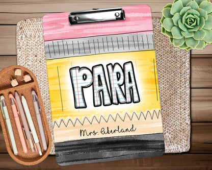 PARA Pencil Clipboard with Personalization Front and Back Gift for PARA'S | Back to School Gift - Double Sided