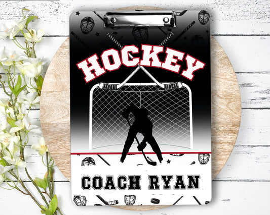 Hockey Clipboard - Personalize with a name - Coach Appreciation Gift Dry Erase Surface - Double Sided