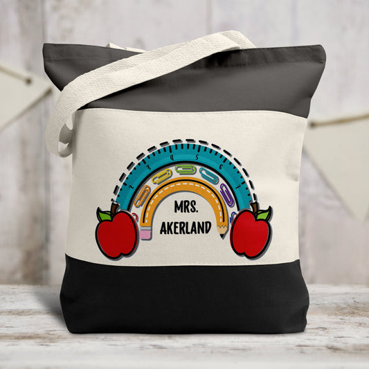Teacher Tote Bag - Back to School Gift Size: 15"W x 15"H x 3"D 22" Handles inch, Heavy Canvas Tote - Teacher Gift