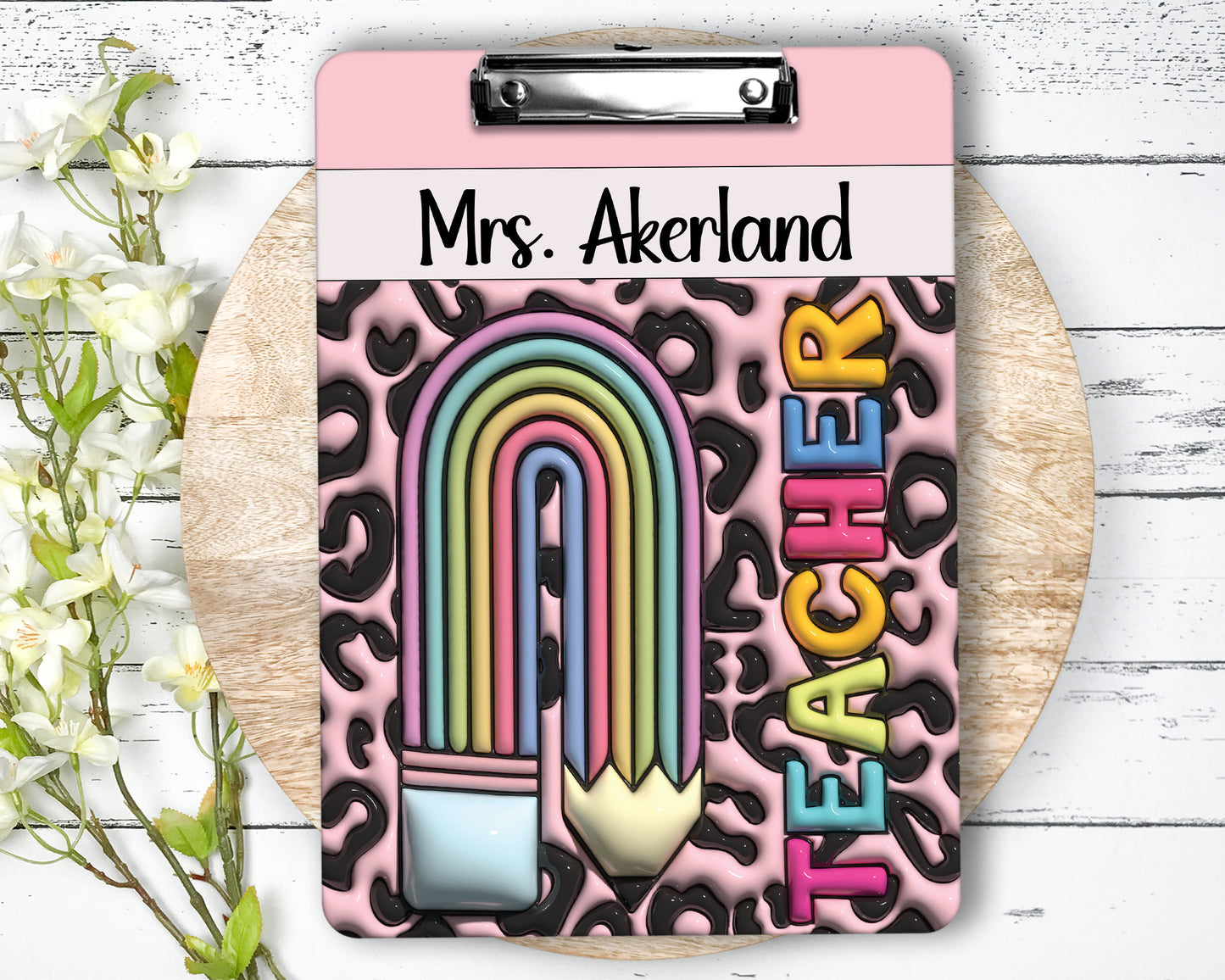 Teacher Clipboard Puff 3D Effect w/Personalization on both sides FRONT AND BACK Teacher Appreciation Gift - Back to school gift