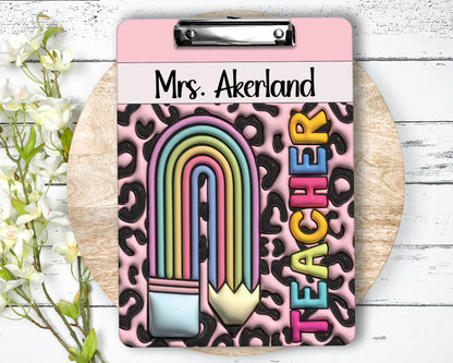 Teacher Clipboard Puff 3D Effect w/Personalization on both sides FRONT AND BACK Teacher Appreciation Gift - Back to school gift