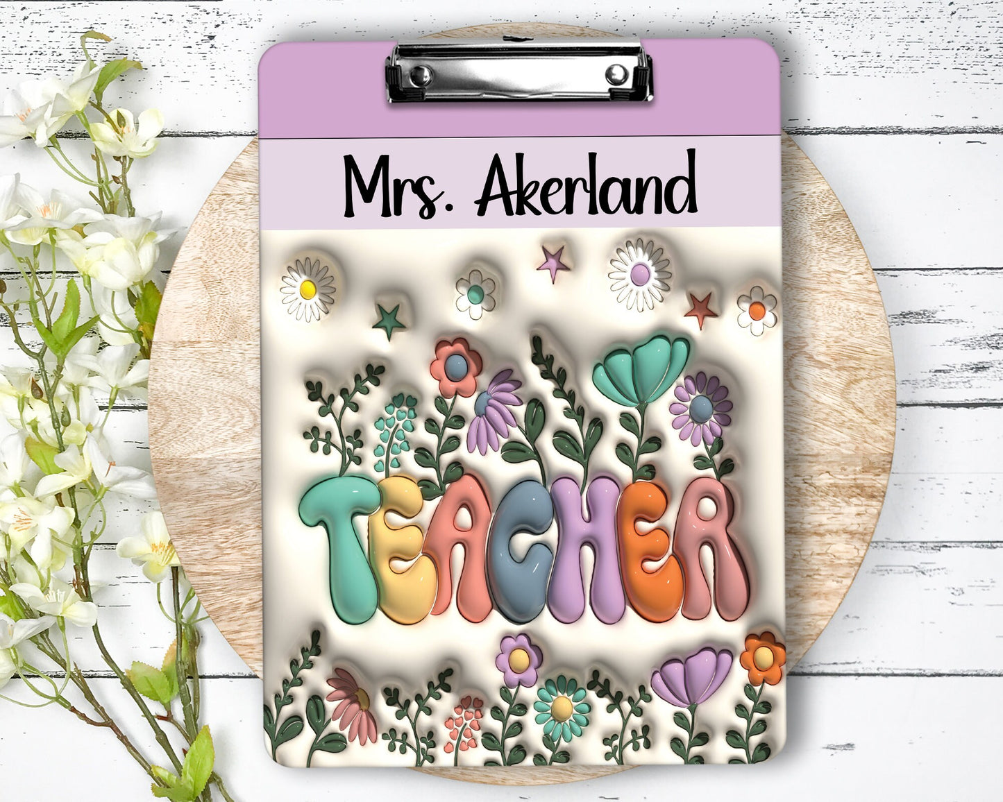 Teacher Clipboard Puff 3D Effect w/Personalization on both sides FRONT AND BACK Teacher Appreciation Gift - Back to school gift