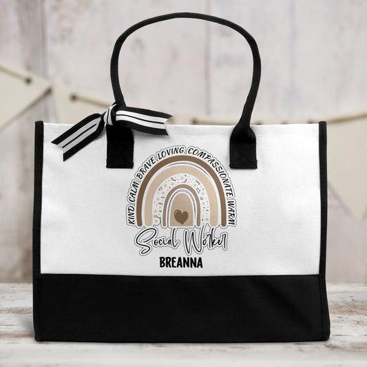 Social Worker Tote Bag - Back to School Gift 15.7 x 11.8 x 6.7 inch Canvas Tote - Teacher Gift