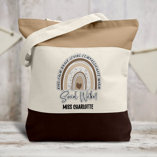 Social Worker Tote Bag - Back to School Gift Size: 15"W x 15"H x 3"D 22" Handles inch, Heavy Canvas Tote - Social Worker Gift