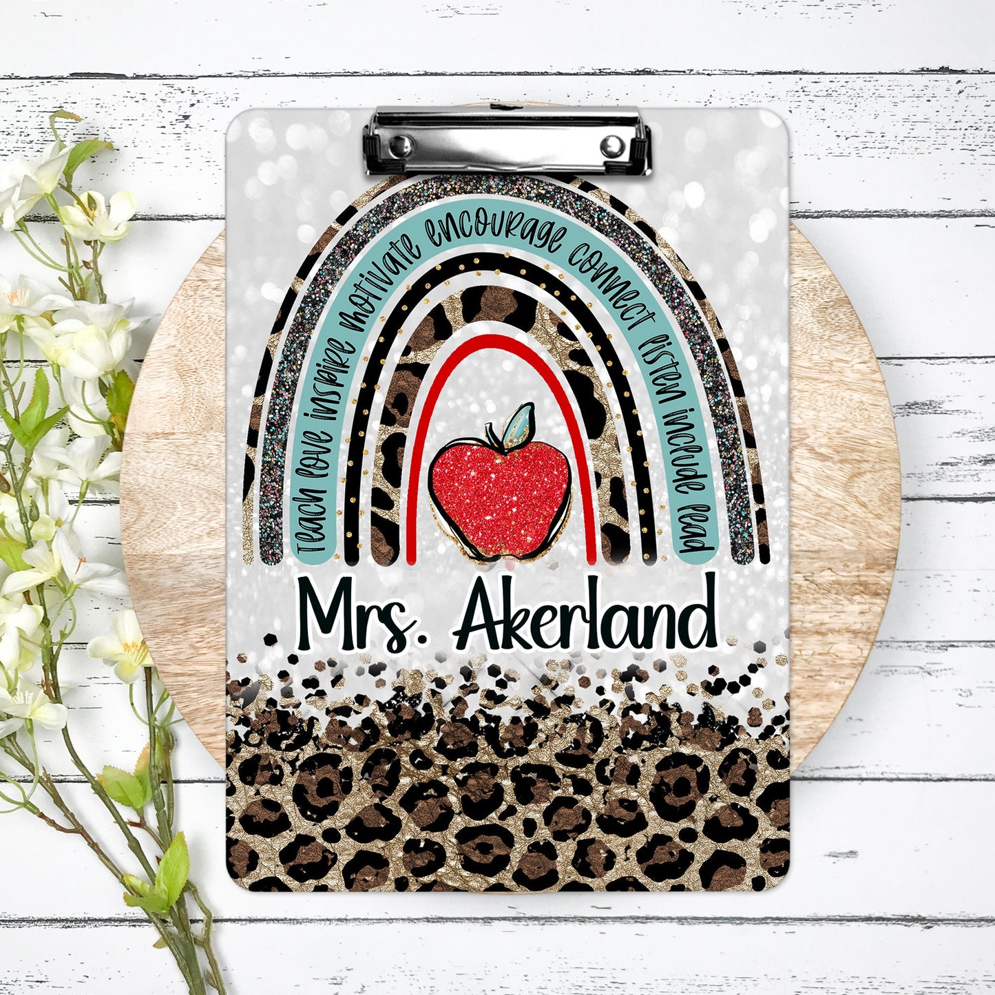 Red Leopard Teacher Clipboard with Personalization Front and Back  Gift for Teachers - Double Sided