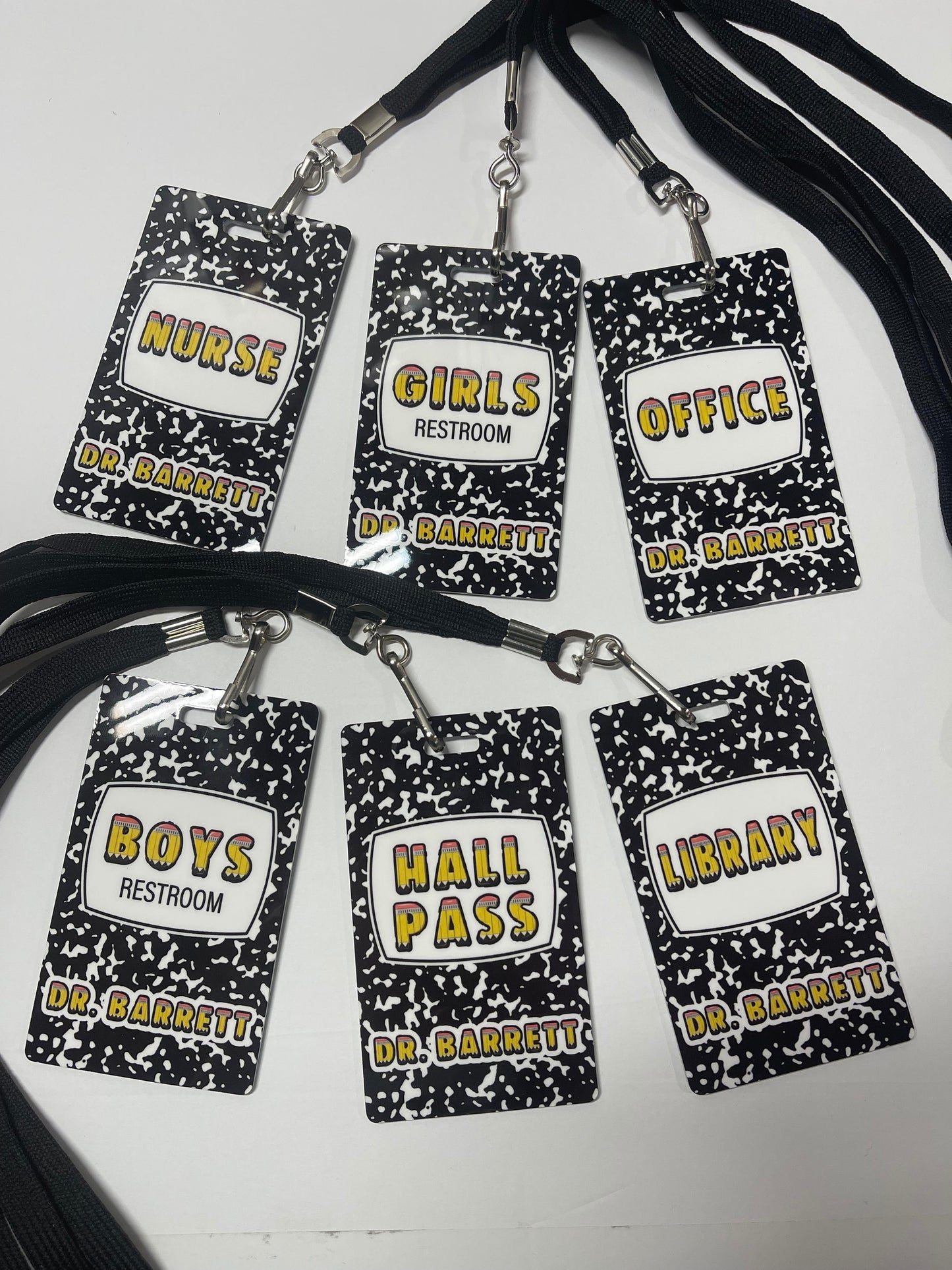 Classroom Hall Pass, Library Pass, Office Pass, Restroom Pass, Custom Hall Passes Composition Theme Teacher Gift