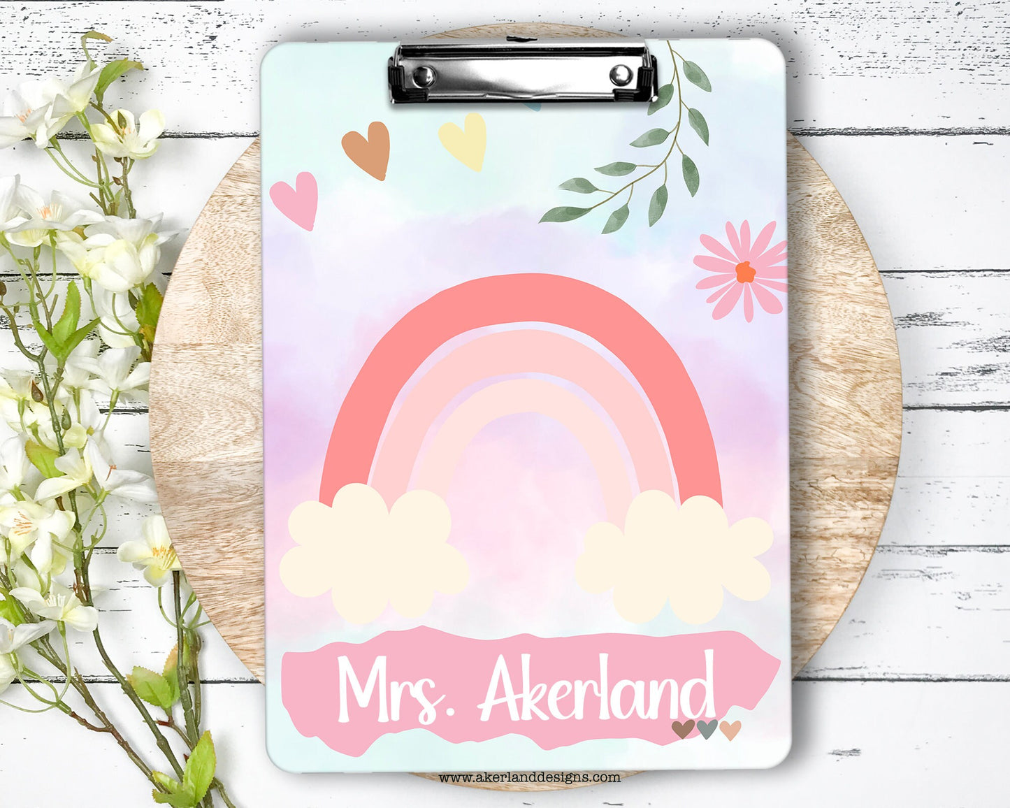 Rainbow Teacher Crayon Clipboard with Personalization Front and Back / 9in W by 12.5in H / Teacher Appreciation Gift - Double Sided