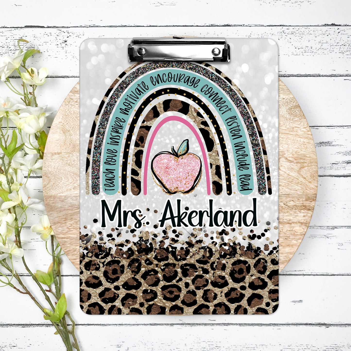 Leopard Teacher #teacherlife Clipboard with Personalization Front and Back  Gift for Teachers - Double Sided