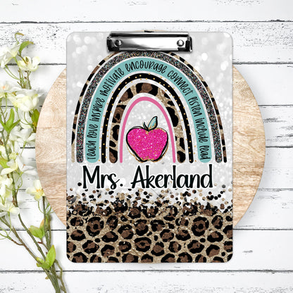 Hot Pink Leopard Teacher Clipboard with Personalization Front and Back  Gift for Teachers - Double Sided