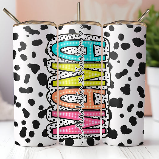 Mama Dalmatian Dot Design 20oz or 30oz Tumbler with Straws. Personalized with kids name - Mother's Day Gift