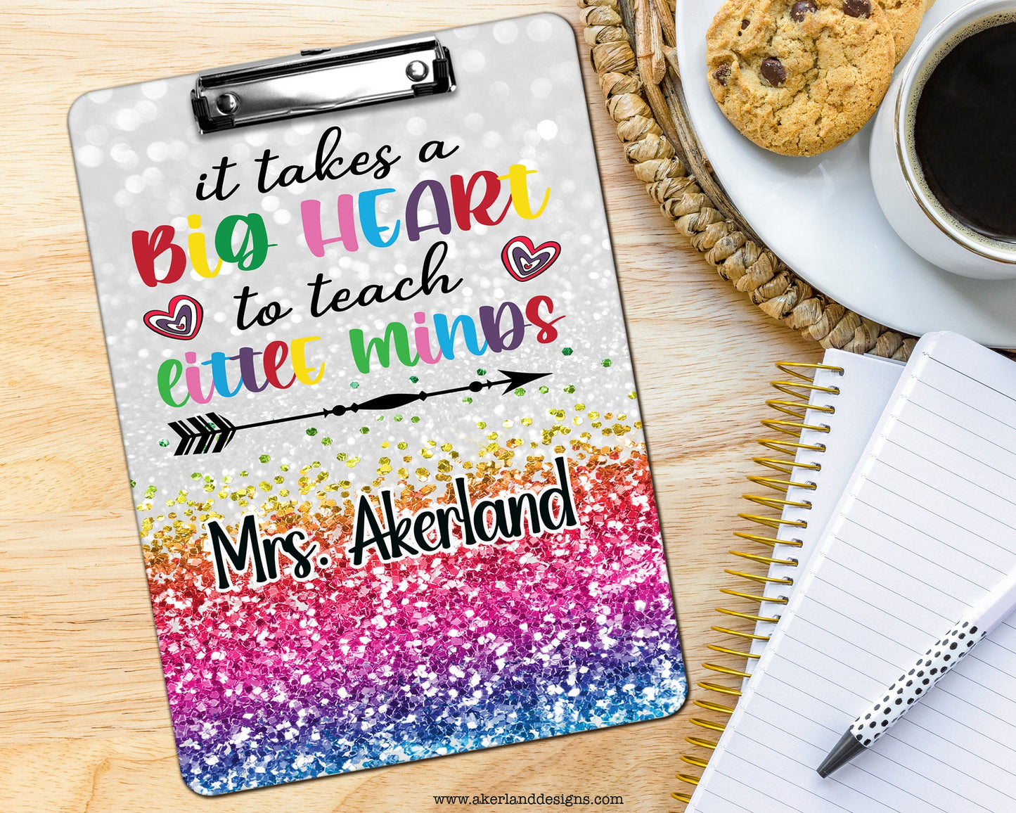 Rainbow Teacher Clipboard with Personalization Front and Back - Great Gift for Teachers - Teacher Appreciation Gift - Double Sided