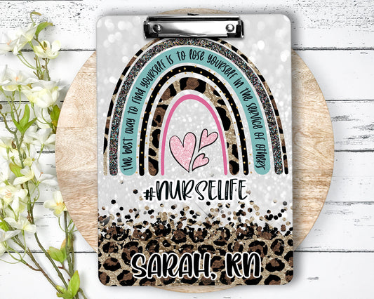 Leopard #NurseLife Clipboard with Personalization Front and Back | Choose your #Hashtag | Gift for Nurses - Double Sided