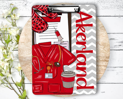 Red Nurse Clipboard with name front and back - Nurse Gift - Nurse Graduate Gift - Double Sided