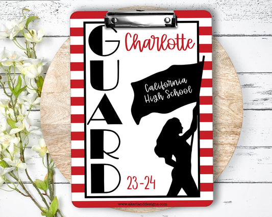 Color Guard Clipboard personalized with a name - 2 Sizes available - Customize colors available