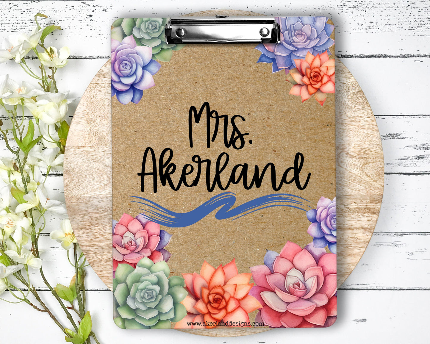 Succulent Clipboard with Personalization Front and Back - Double Sided