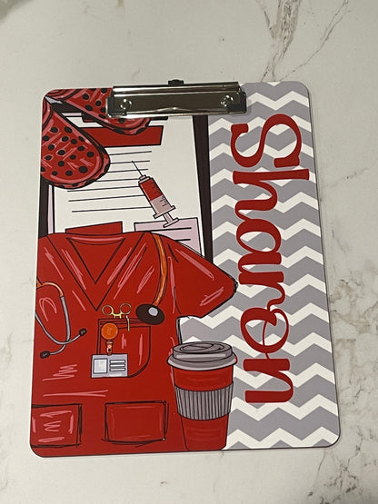 Red Nurse Clipboard with name front and back - Nurse Gift - Nurse Graduate Gift - Double Sided