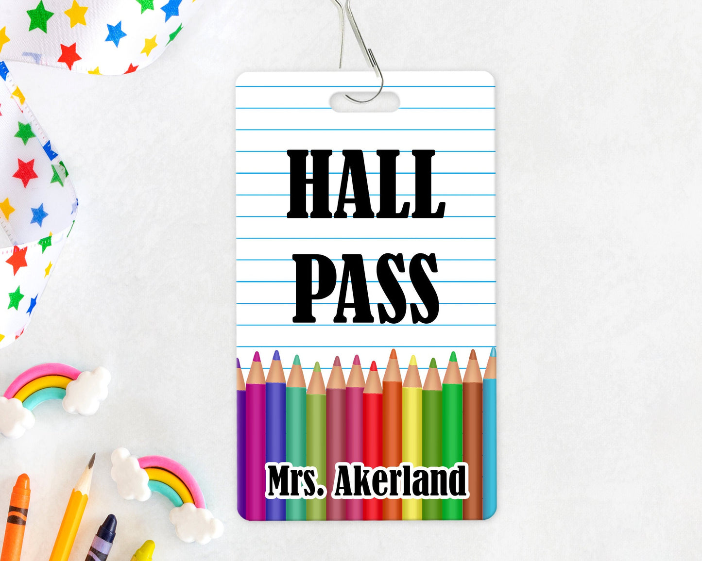 Classroom Hall Pass, Library Pass, Office Pass, Restroom Pass, Custom Hall Passes Pencil Theme Teacher Gift