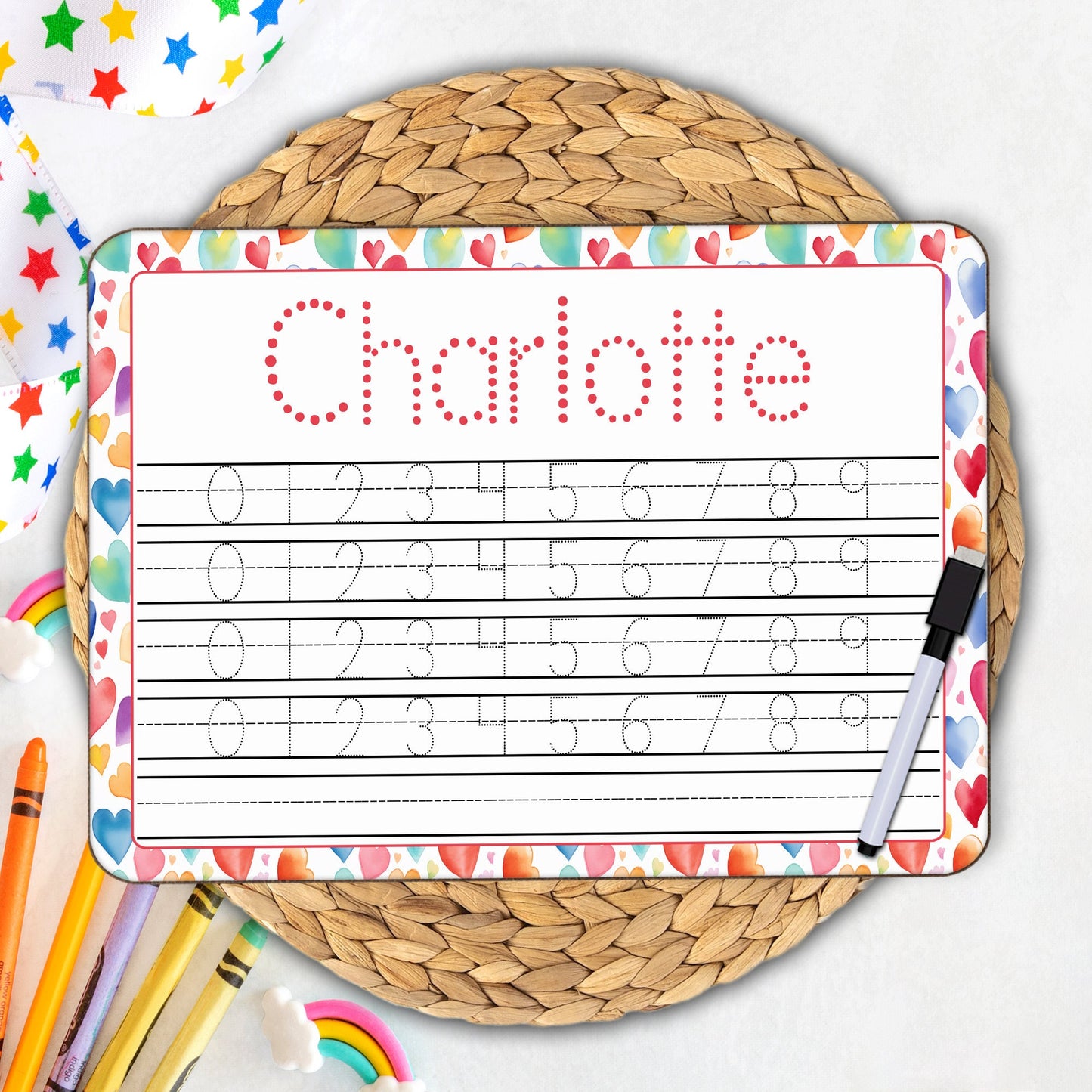 Personalized Reusable Alphabet Trace Board | Dry Erase Board with Black Dry Erase Pen Included | Homeschool Tools | Alphabet Practice