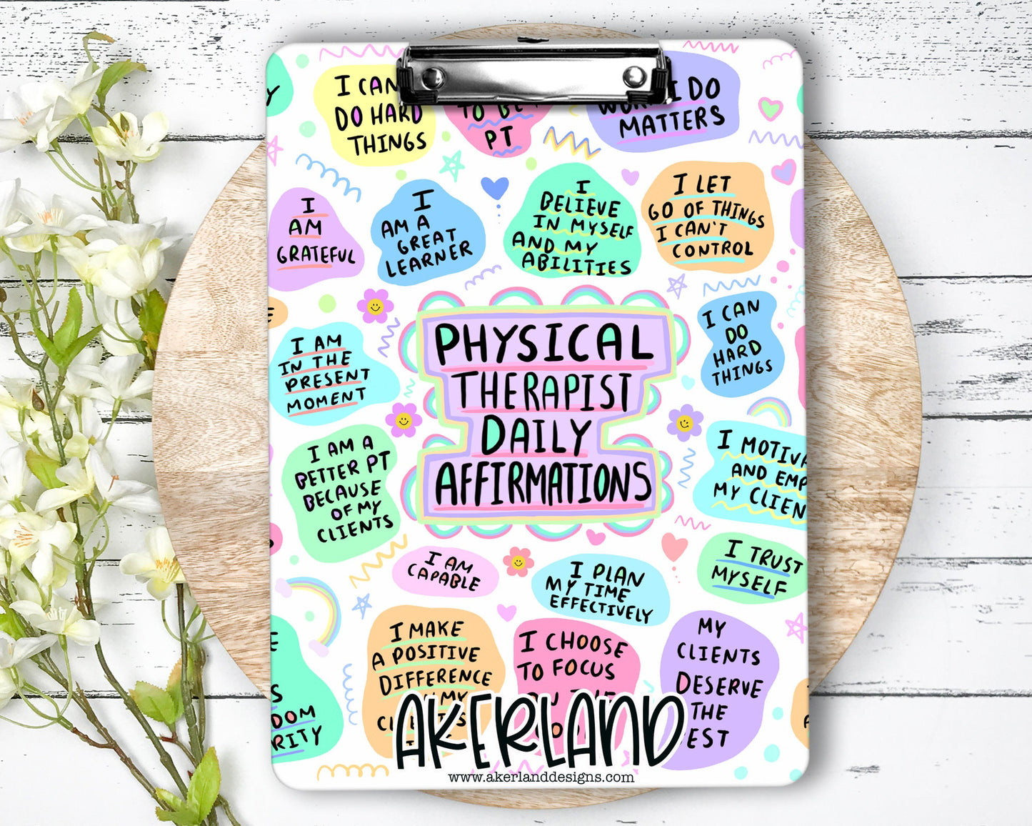 Physical Therapist Daily Affirmation Clipboard with Personalization Front and Back - Double Sided