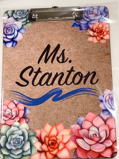 Succulent Clipboard with Personalization Front and Back - Double Sided