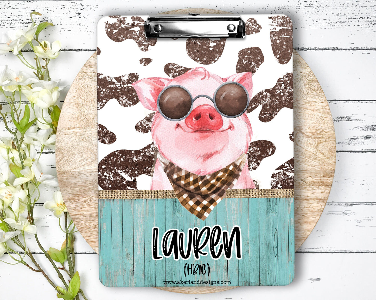 Cute Pig Clipboard with Personalization Front and Back    Teacher Appreciation Gift - Double Sided