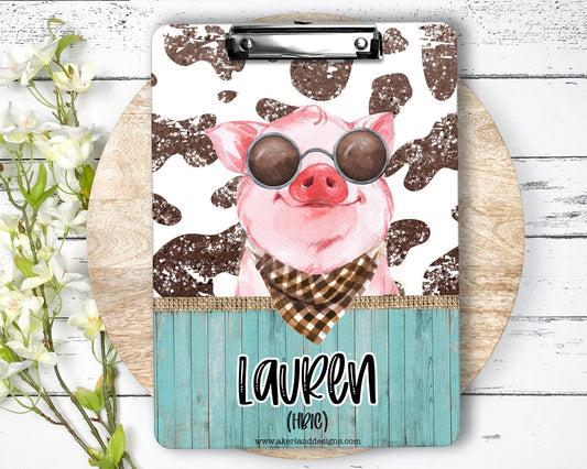 Cute Pig Clipboard with Personalization Front and Back    Teacher Appreciation Gift - Double Sided