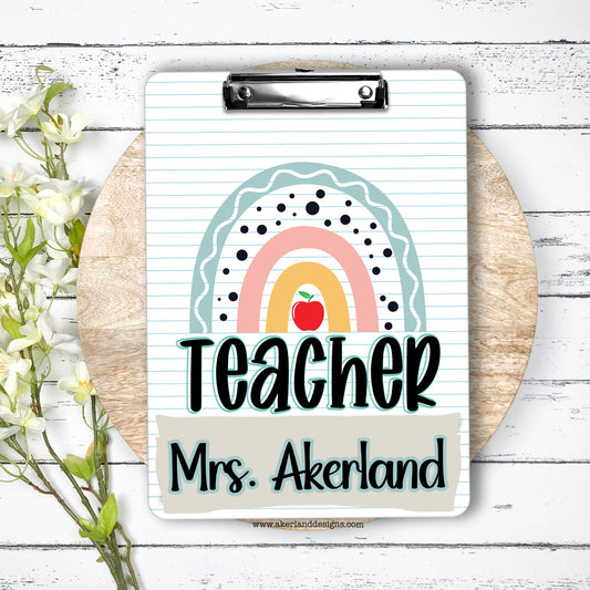 Teacher Clipboard with Personalization Front and Back - Regular Size or Mini Size - Double Sided