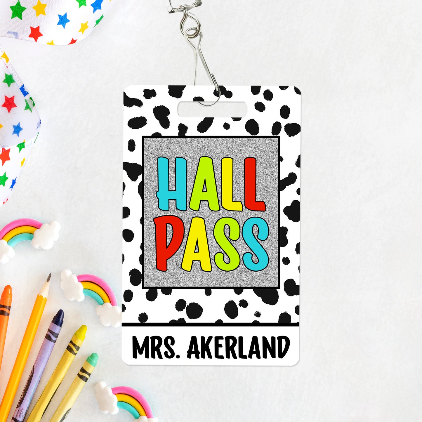 Classroom Hall Passes 6pk Bundle, Hall Pass, Library Pass, Office Pass, Restroom Pass, Custom Hall Passes Pastel Rainbow Theme Teacher Gift